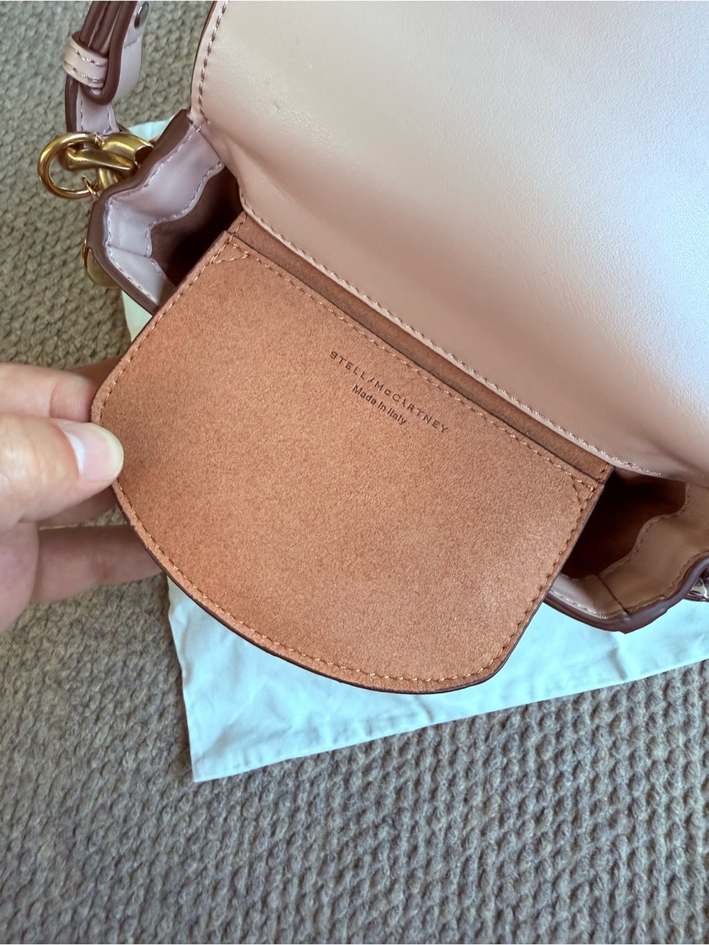 Stella McCartney Frayme Shoulder Bag Small Blush Pink Chain Link Trim $1,326 EUC - Picture 9 of 13